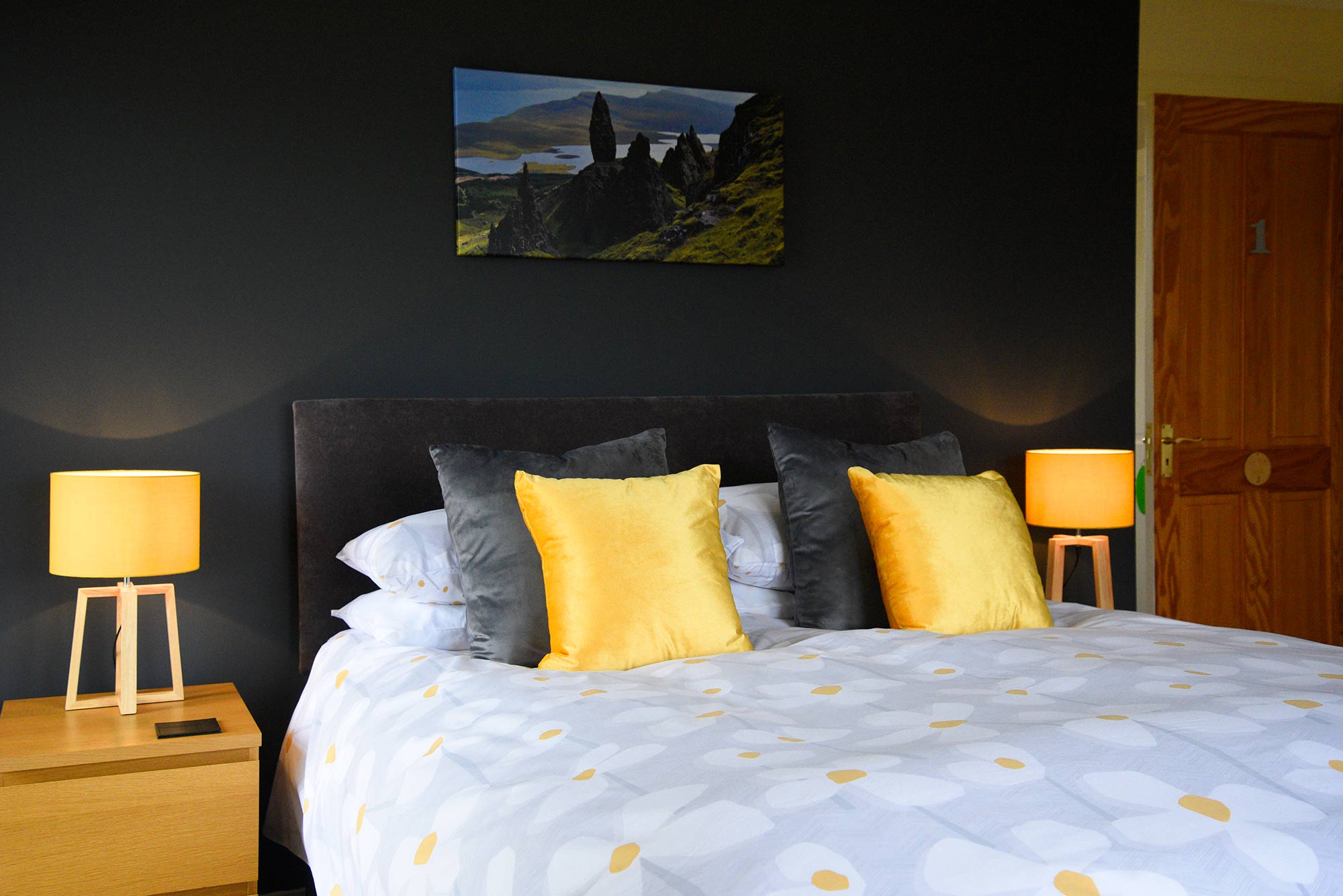 Our twin room with TV and private seating area